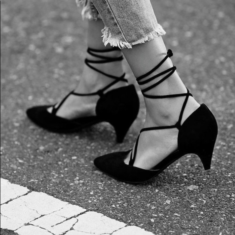 Jeffrey Campbell Free People Lace Up Kitten Heel